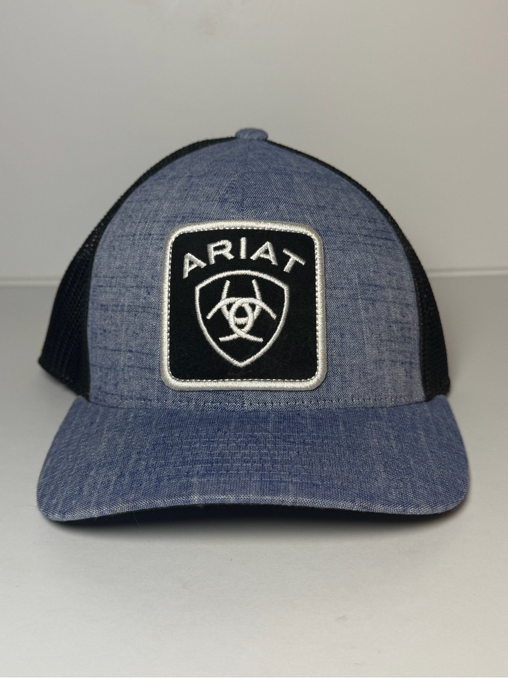 Ariat Western Mens Hat Baseball Cap Mesh Snap Logo Patch Blue